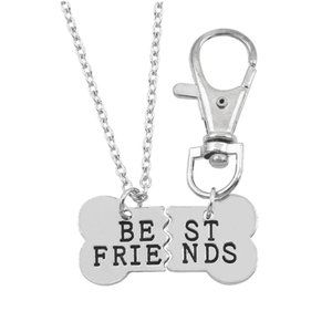 Dog Tag Pendant Best Friends Silver Necklace